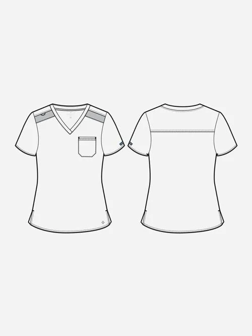 Touch V - neck Chest Pocket Top | 7448